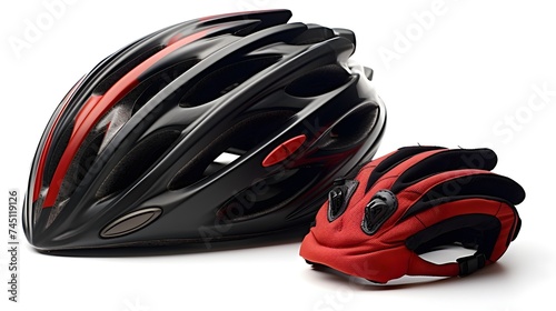 Outdoor cycling helmet and gloves,