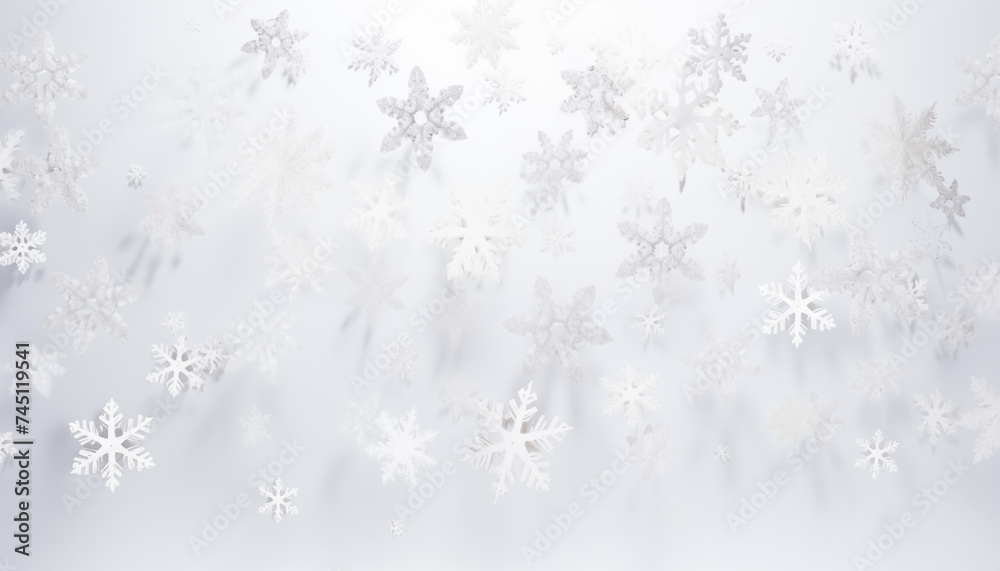 White snowflakes background.