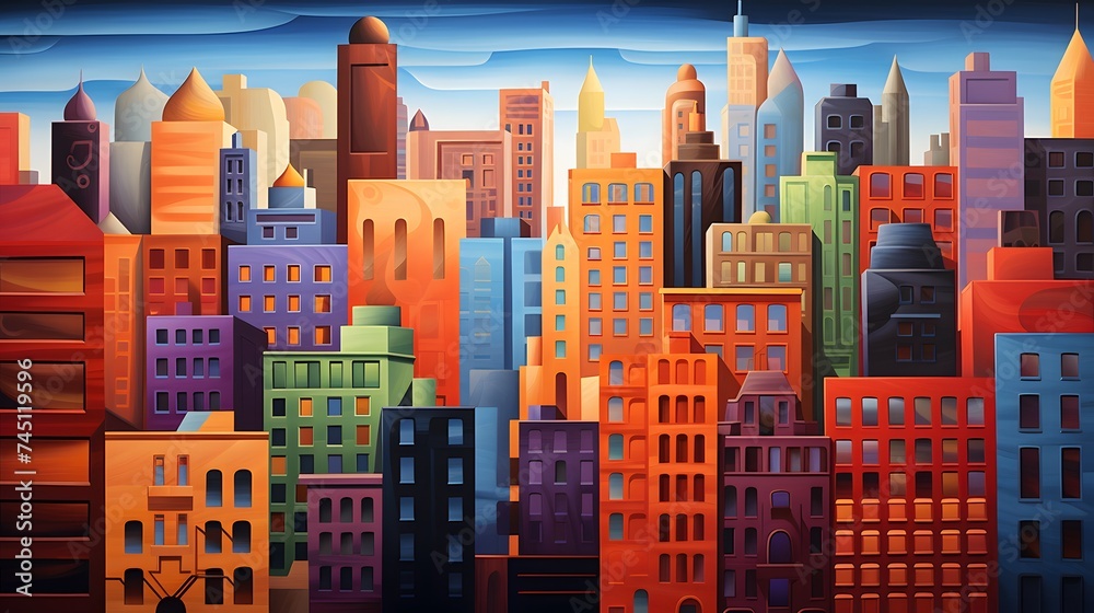 Urban life representation with the composition of cityscape and skies. Urban life representation with the composition of cityscape and skies.