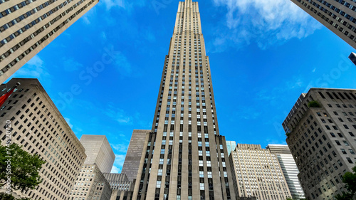 The Rockefeller Center building, which is one of the largest and most famous skyscrapers in Manhattan, is part of the typical scenery of New York (USA).