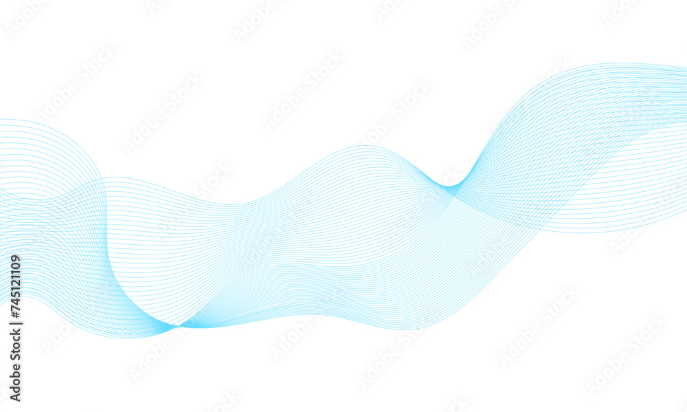Fototapeta premium Gradient blue wavy flowing dynamic smooth curve lines background. Digital future technology concept. Design used for presentation, web design, cover, technology, science, data, magazine.