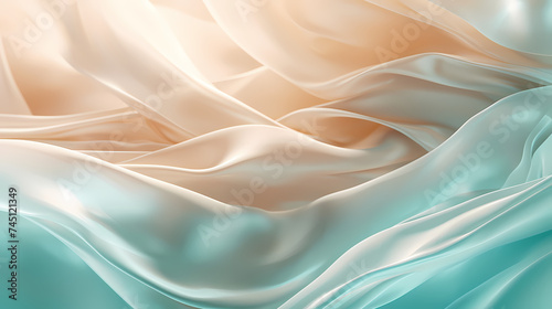 Abstract pattern of shiny satin fabric with waves and flowing curves