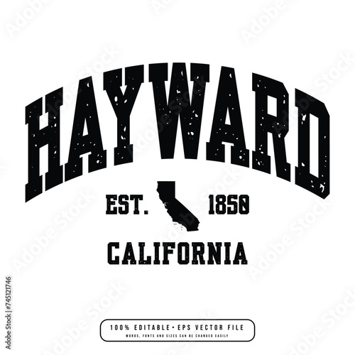 Hayward text effect vector. Editable college t-shirt design printable text effect vector	 photo