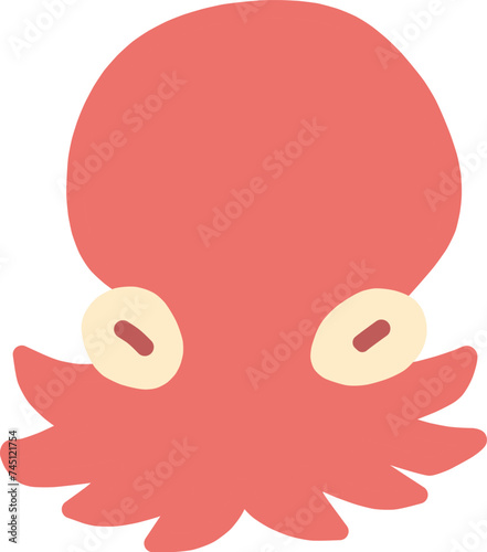 シンプルにデフォルメした手描きのタコのイラスト