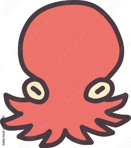 シンプルにデフォルメした手描きのタコのイラスト