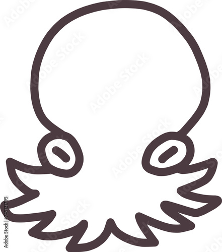 シンプルにデフォルメした手描きのタコのイラスト