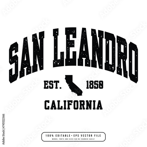 San Leandro text effect vector. Editable college t-shirt design printable text effect vector	 photo