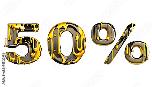 Isolated 50% Word . Illustration 50% Melting Word.