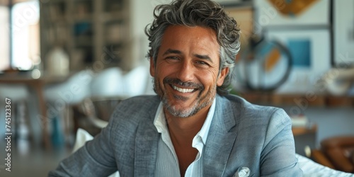 A successful smiling man is...