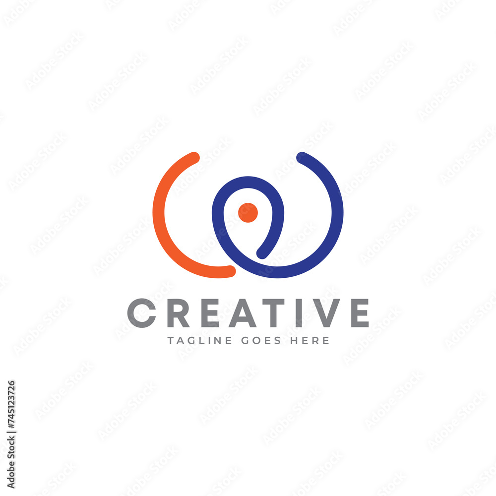 Creative Letter W place and location logo Creative Letter W place and location logo