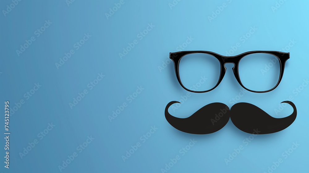 3d illustration of glasses and mustache over blue background 3d illustration of glasses and mustache over blue background