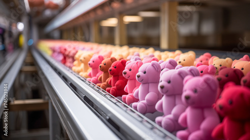 Teddy bears on conveyor belt