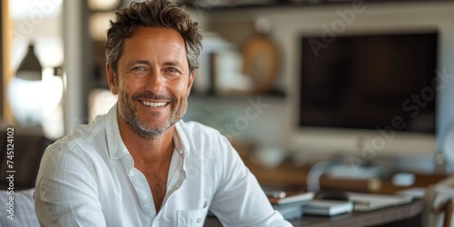 A successful smiling man is...