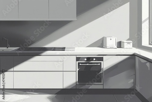 A minimalist depiction of a kitchen