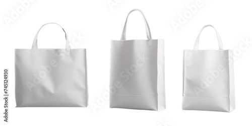 Collection of white bag isolated on a white background as transparent PNG