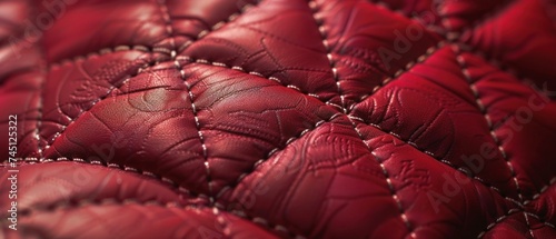 Luxurious Leather Texture, Textured leather with diamond stitching detail, A close-up shot of a high-end leather product, Luxurious and sophisticated craftsmanship in leather design photo