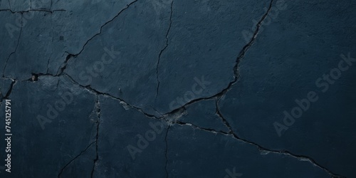 Discover the captivating appeal of a black dark navy blue texture background, showcasing a toned rough concrete surface. This close-up view of a painted old building wall with cracks