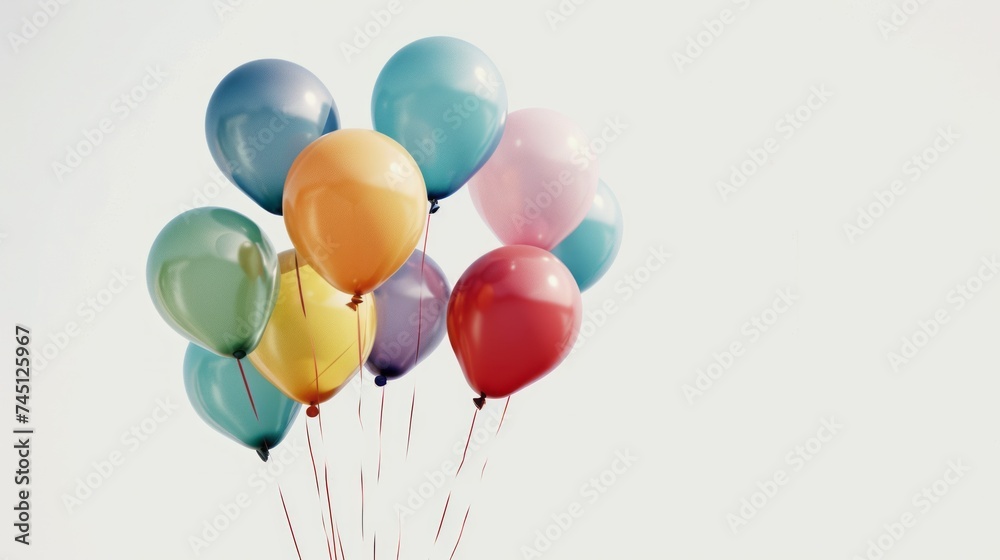 A bunch of colorful balloons against a solid white background, suitable for overlaying custom messages or graphics.
A bunch of colorful balloons against a solid white background, suitable for overlaying custom messages or graphics.