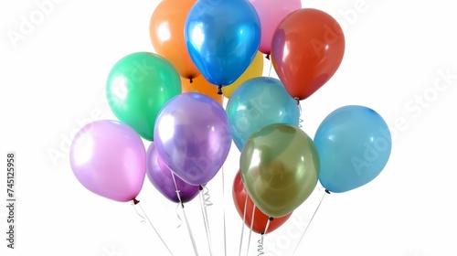 A bunch of colorful balloons against a solid white background, suitable for overlaying custom messages or graphics. 