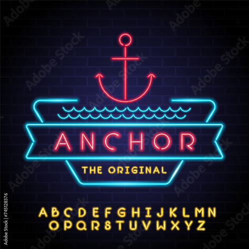 Anchor logo with yellow neon style elements