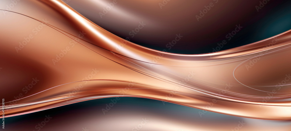 Fototapeta premium Abstract glass ribbon background. Luxury pink gold liquid shape in motion. Iridescent gradient digital art for banner, wallpaper.