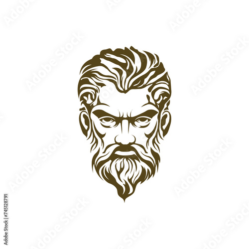 Oldman head face logo icon design template vector illustration