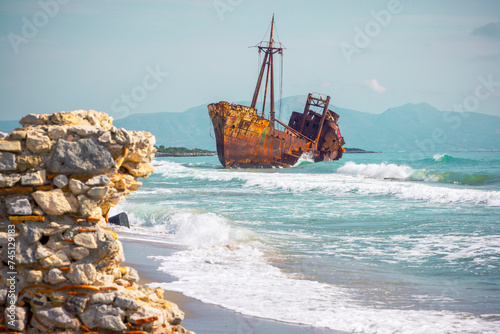 Shipwreck Dimitrios in Gythio in Greece, Peloponnese