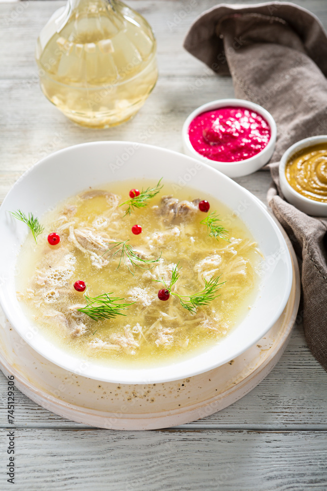 Chlodets traditional Eastern European dish with gelatin and meat Chlodets traditional Eastern European dish with gelatin and meat