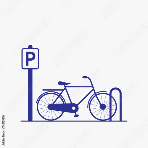 Bicycle parking symbol with blue color