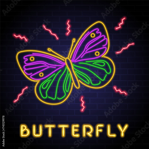 Butterfly illustration with neon style
