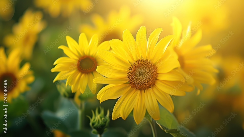 Sunflower field in warm sunshine Sunflower field in warm sunshine
