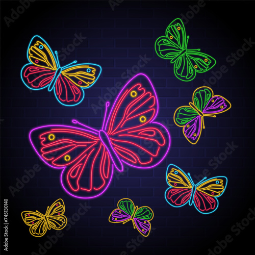 Butterfly sign with neon style design