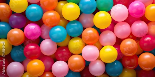 Many colors plastic balls background. Kids playground decoration scene