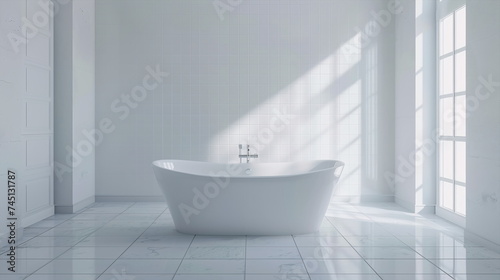 Modern bright bathroom with empty walls