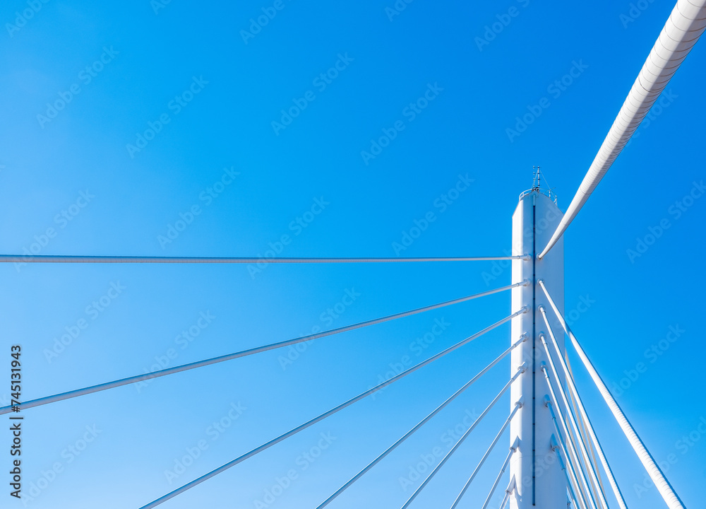 Adriatic Bridge of Bari, Puglia region in southern Italy. the cable-stayed bridge, one of the most important in southern Italy, with a tower that lights up in the evening. Details Adriatic Bridge of Bari, Puglia region in southern Italy. the cable-stayed bridge, one of the most important in southern Italy, with a tower that lights up in the evening. Details