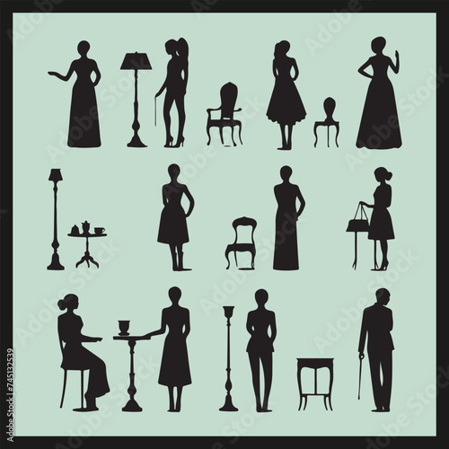 Adore set black Silhouette, people in situations