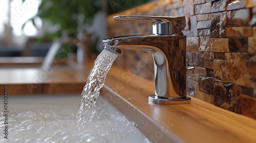 Eco-Friendly Modern Faucet in Lush Green Environment