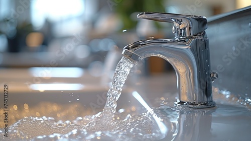 Sleek Faucet Delivering a Sparkling Water Stream