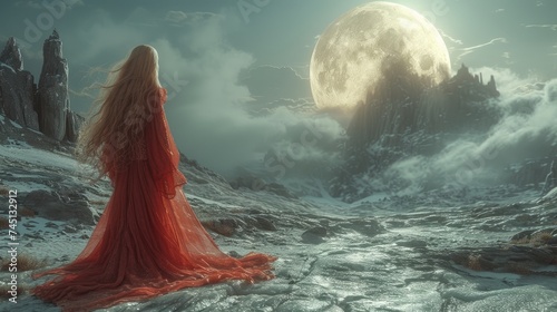 Mystical Mountain Vigil Under the Moon