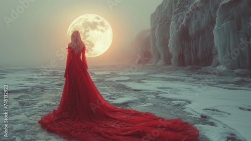 Enigmatic Red in the Moon's Embrace