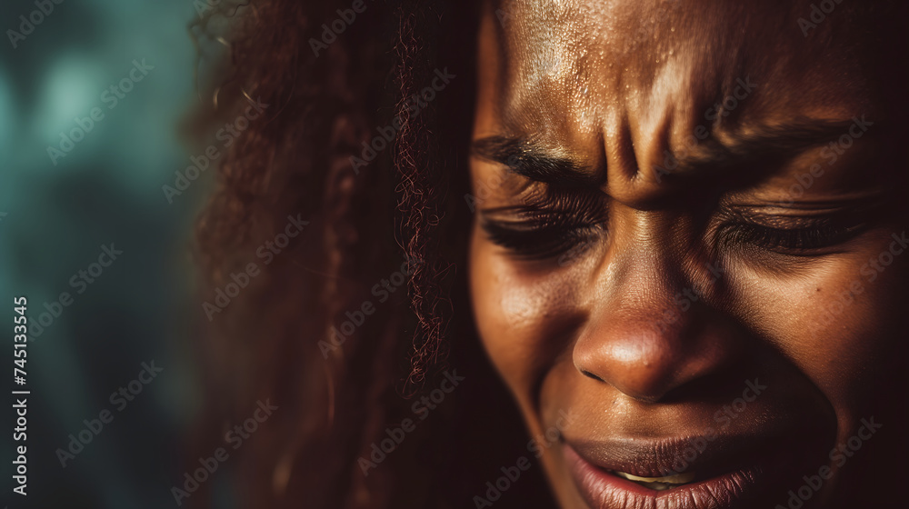 Close-Up of a Tearful Woman Expressing Sadness Close-Up of a Tearful Woman Expressing Sadness