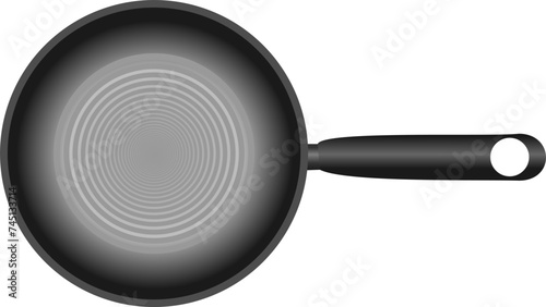 Black Cast Iron frying pan isolated on white background vector illustration.