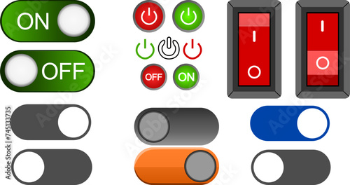 On Off Icons Power Icons  and Switch Icon Isolated Vector Illustrations in eps Format.