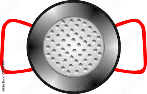 Isolated Red-Handled Iron Pan: Vector Illustration on White Background.