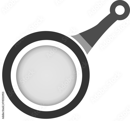 Black Cast Iron frying pan isolated on white background vector illustration.