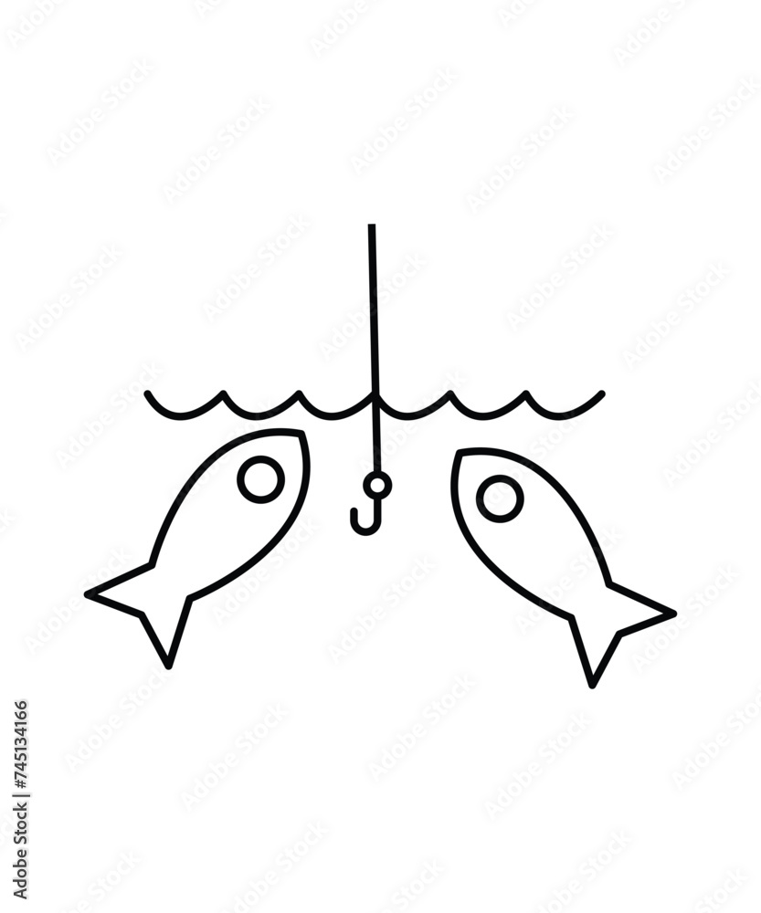 Obraz premium fish with hook icon, vector best line icon.