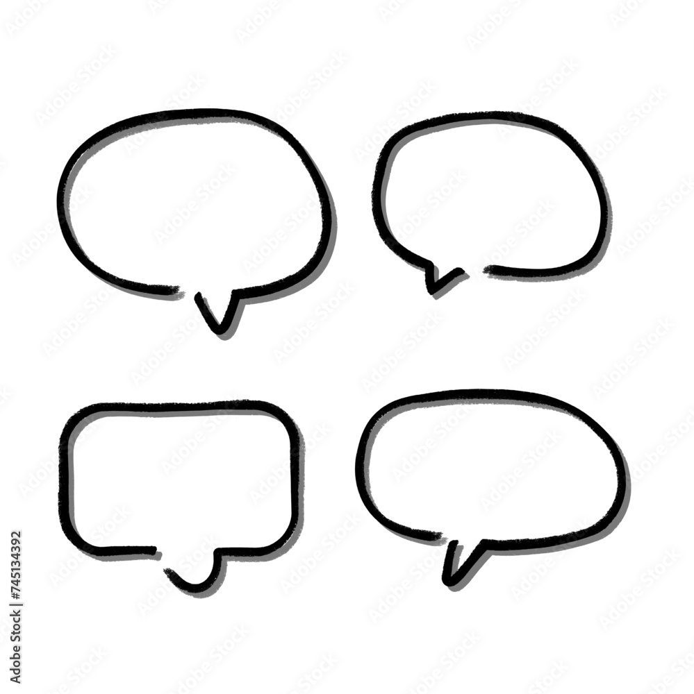 Outline speech bubble. Abstract Vector sketch hand drawn scribble Speech Bubbles Set. Black bubble isolated background. Outline speech bubble. Abstract Vector sketch hand drawn scribble Speech Bubbles Set. Black bubble isolated background.