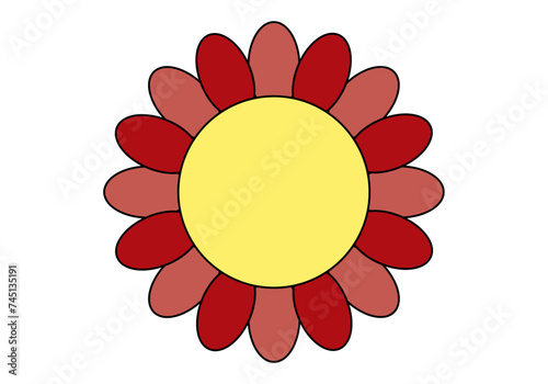 Icono de flor de pétalos rojos en fondo blanco.