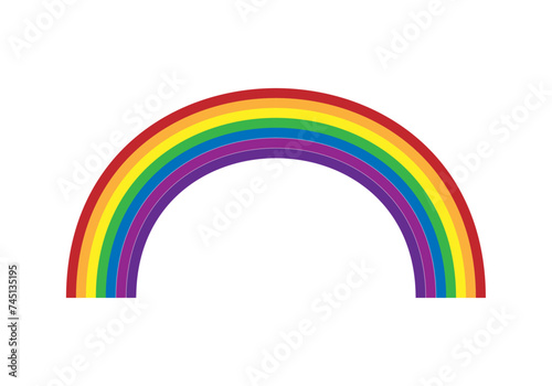 Arcoíris de medio arco multicolor en fondo blanco. 
