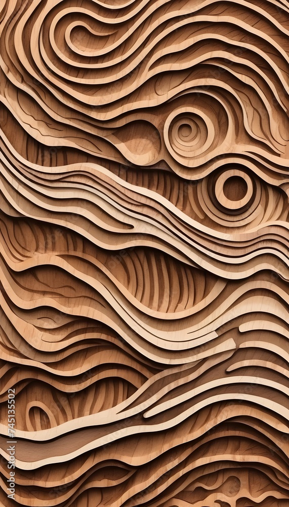 Wood carving layers, abstract woodcut layer art background